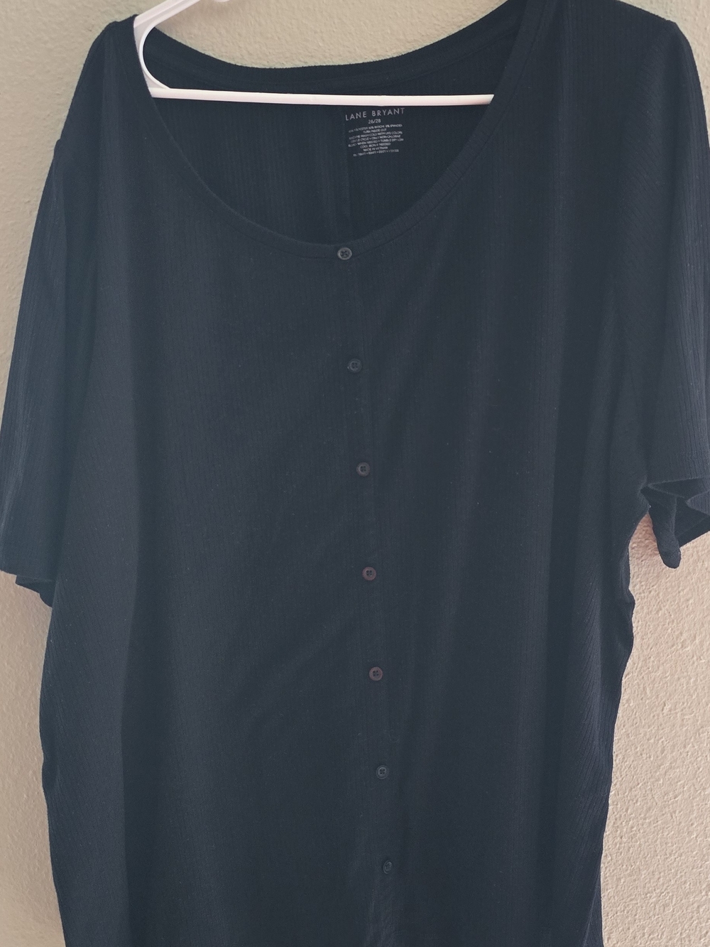 Lane Bryant Black Ribbed Button-Front Women's Top
